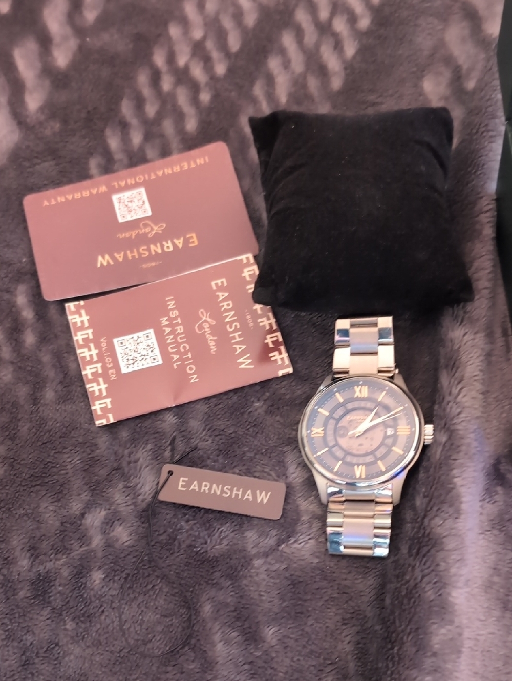Men's Silver Stainless Steel Watch with Blue Dial